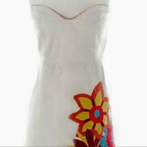 Judith March for Anthropologie Strapless Embroidered Dress Sz Small